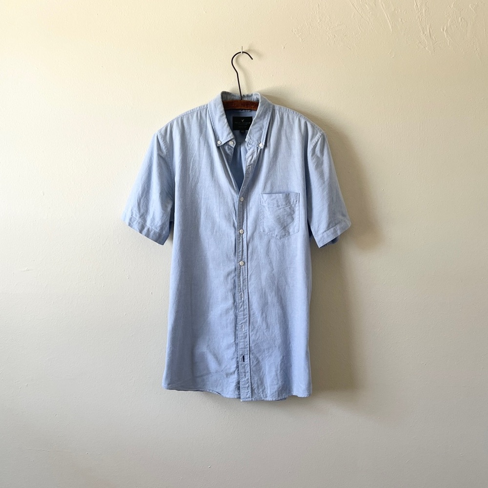 Light Blue American Eagle MT Tall Summer Short Sleeve Cotton T-shirt